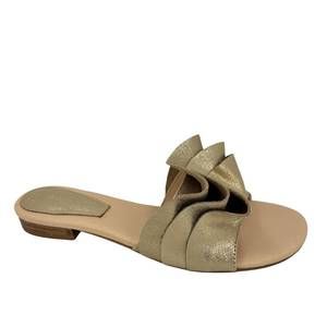 NEW KOKO + PALENKI women's frilly sandals in gold